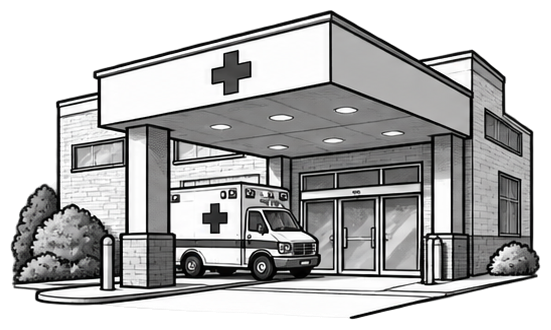 A hospital emergency department entrance